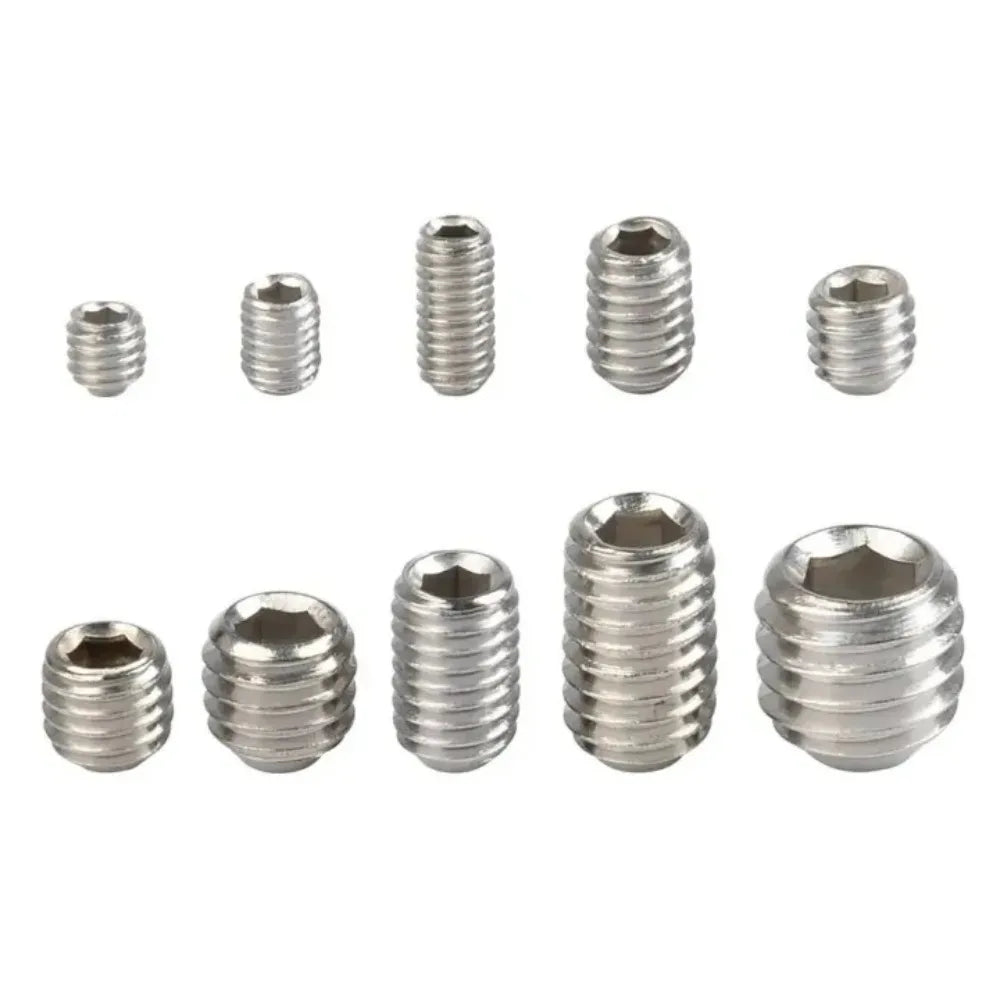200pcs Stainless Steel Hex Socket Grub Screw Set M3–M8 Screw Fastener Set Axl