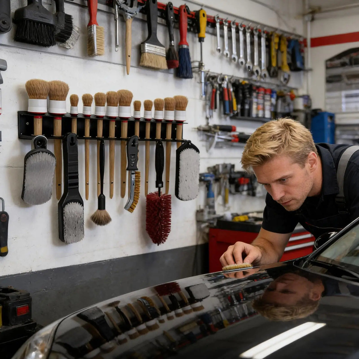 Wall Mount Detailing Brush Rack – Garage Tool Storage & Hooks Tool Storage Rack Axl