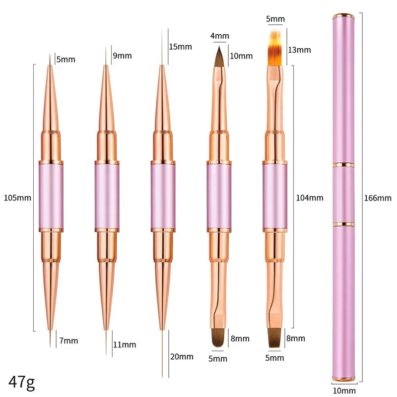 5-Piece Professional Nail Brush Set – Salon Nail Art Tools Nail Art Brush Set Axl 5pcs B