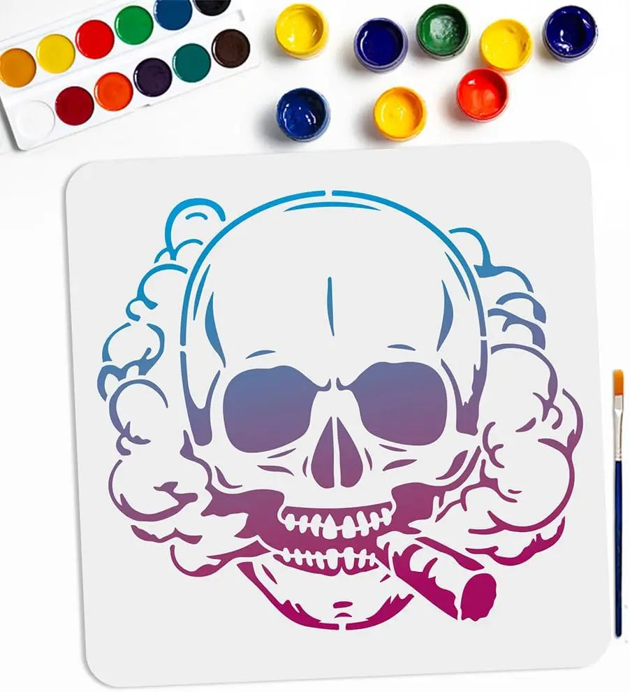 Large Skull Stencil 11.8" – Halloween Skeleton Drawing Template Craft Stencil Axl AECH04-14397