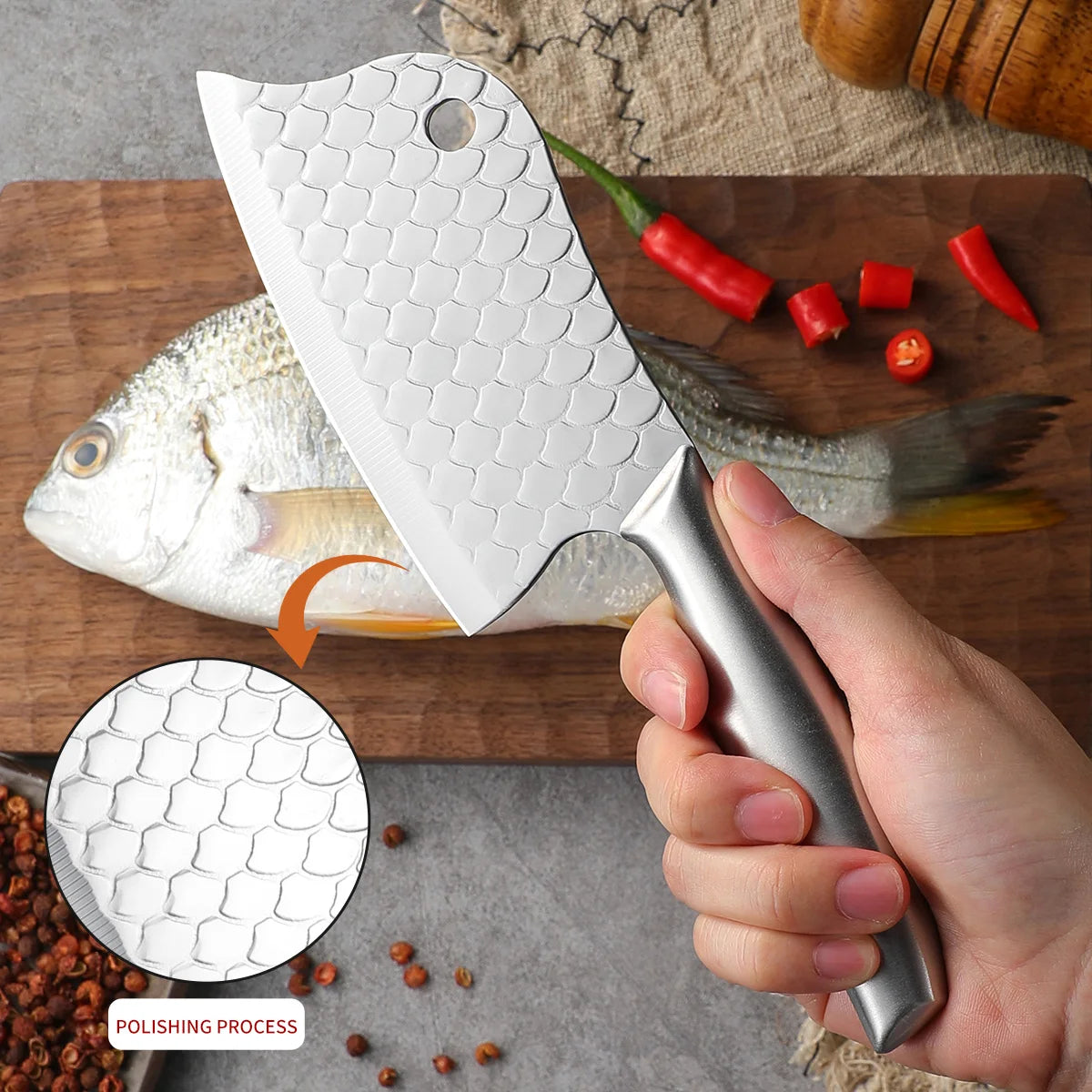 SHENJIU Forged Stainless Steel Kitchen Knife – Multi-Use Kitchen Knife Axl