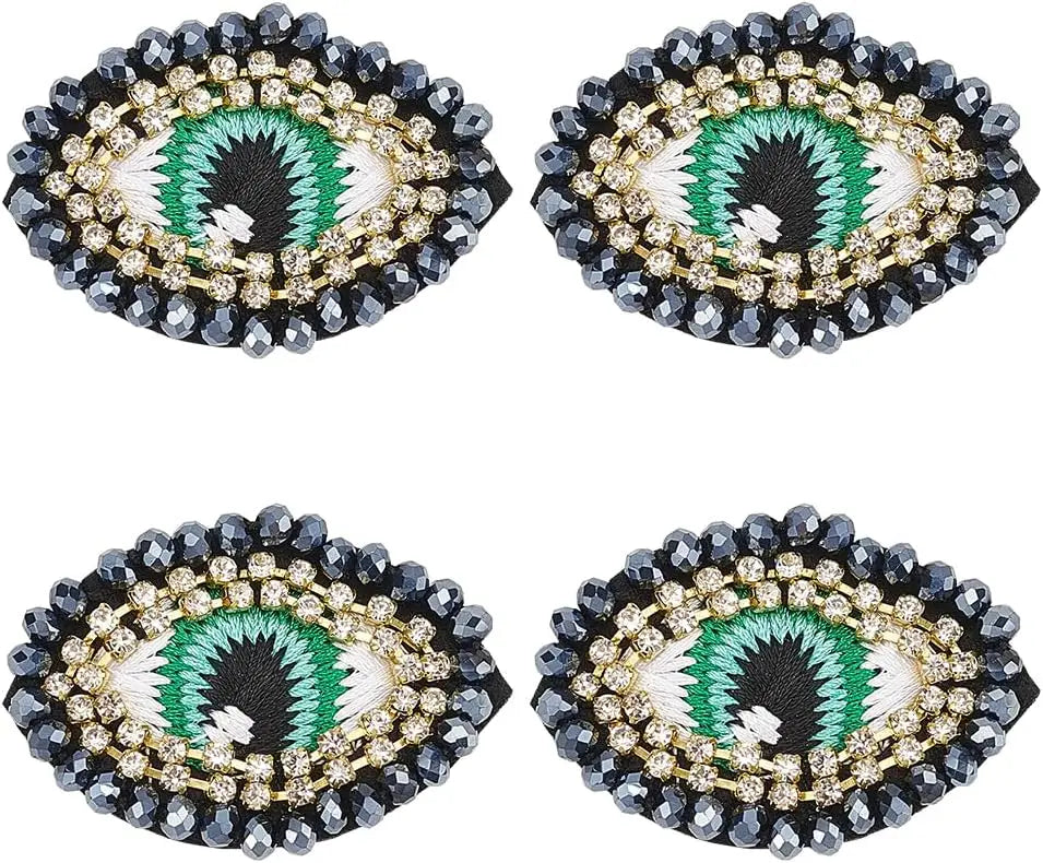 4 PCS Evil Eye Sew-On Patches – Rhinestone Egypt Applique Sew-On Applique Patches Axl AECH04-12409