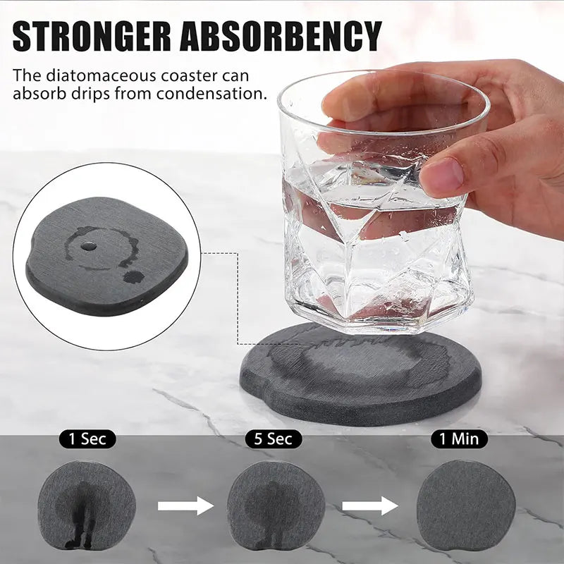Diatomaceous Earth Coasters Set – Quick-Dry & Heat-Resistant Diatomite Coaster Set Axl