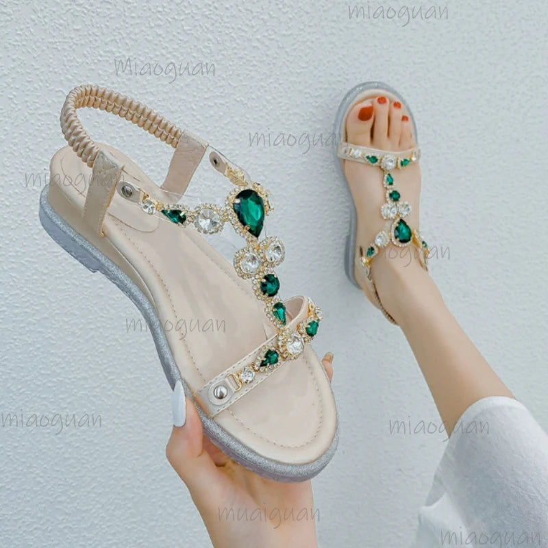 Bohemian Crystal Wedge Sandals – Women's Open Toe Gladiator Wedge Sandals Axl