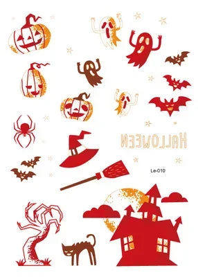Halloween Glow Temporary Tattoo Stickers 2 Pack | Waterproof Temporary Tattoo Stickers Axl Le-010