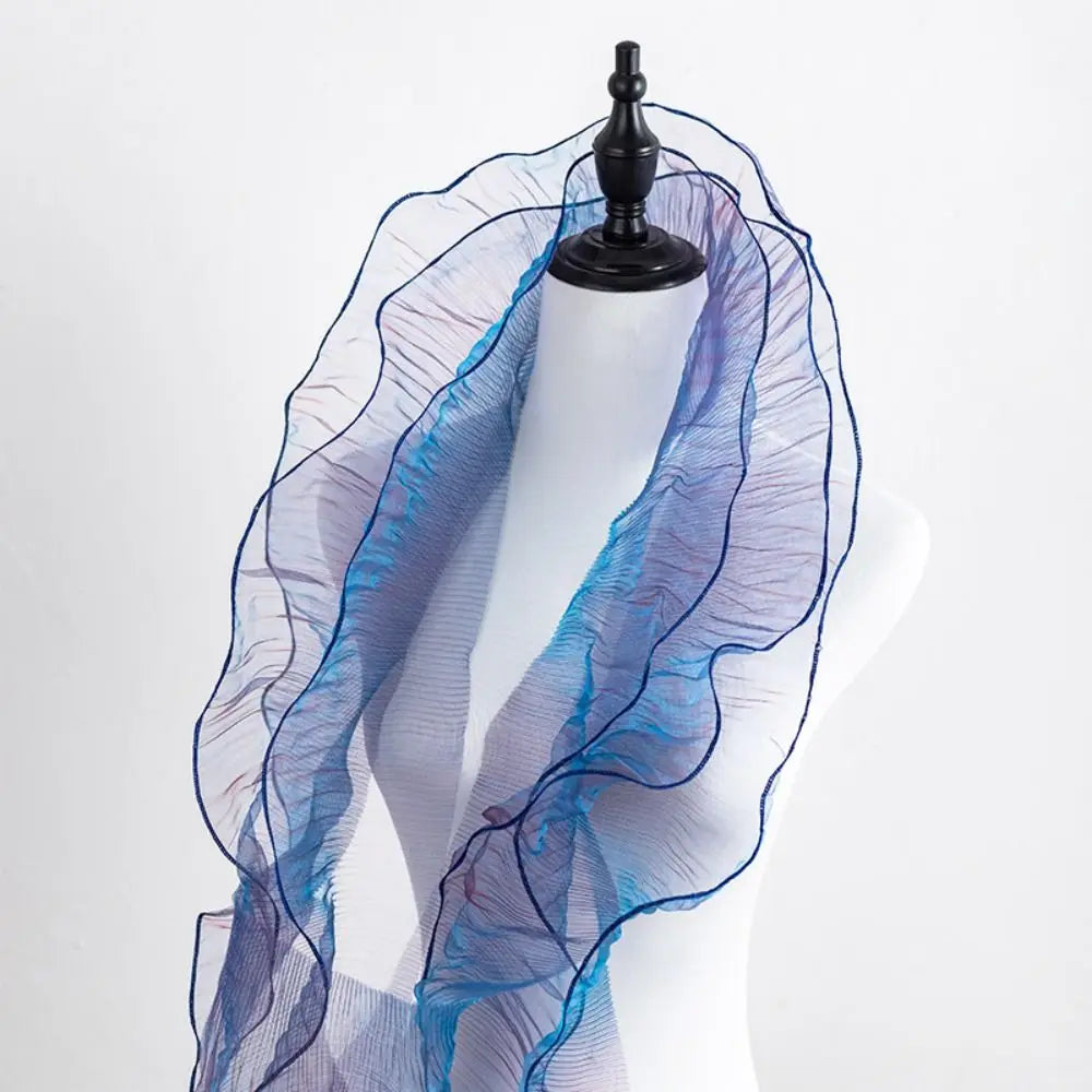 1 Yard Pleated Lace Ribbon 12cm Wide – Ruffle Sewing Trim Pleated Ruffle Ribbon Axl dark blue