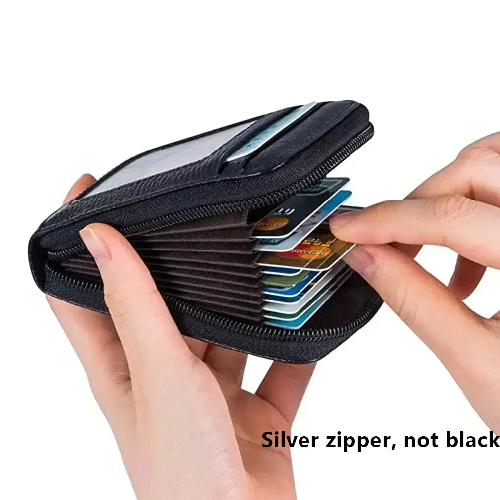 Korean Accordion Card Wallet – PU Leather Zipper Organizer Card Wallet Organizer Axl
