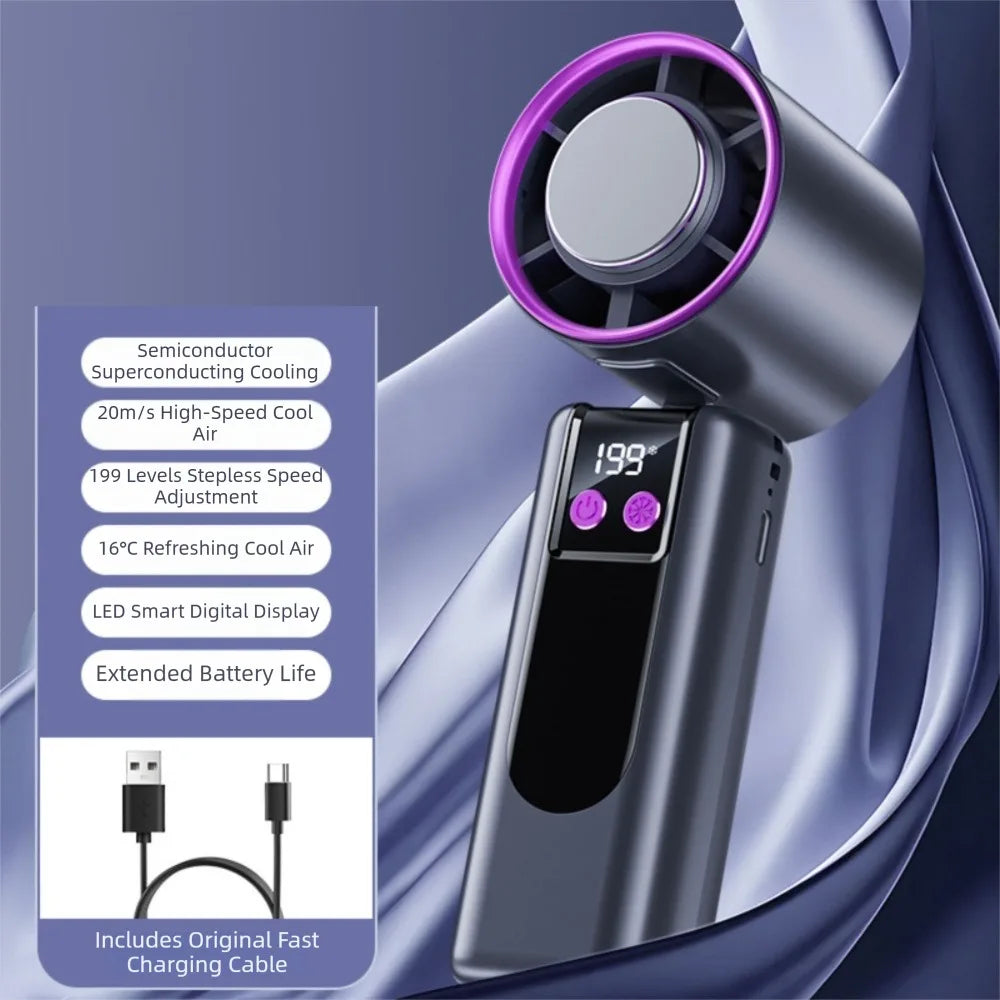 199-Speed Portable Handheld Fan – Foldable USB Rechargeable Handheld Portable Fan Axl Grey