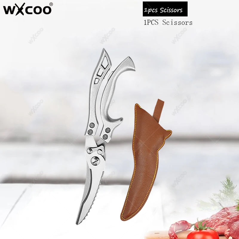 WXCOO Professional Chef Knife Set – Sharp Stainless Steel Kitchen Kitchen Knife Set Axl Scissors