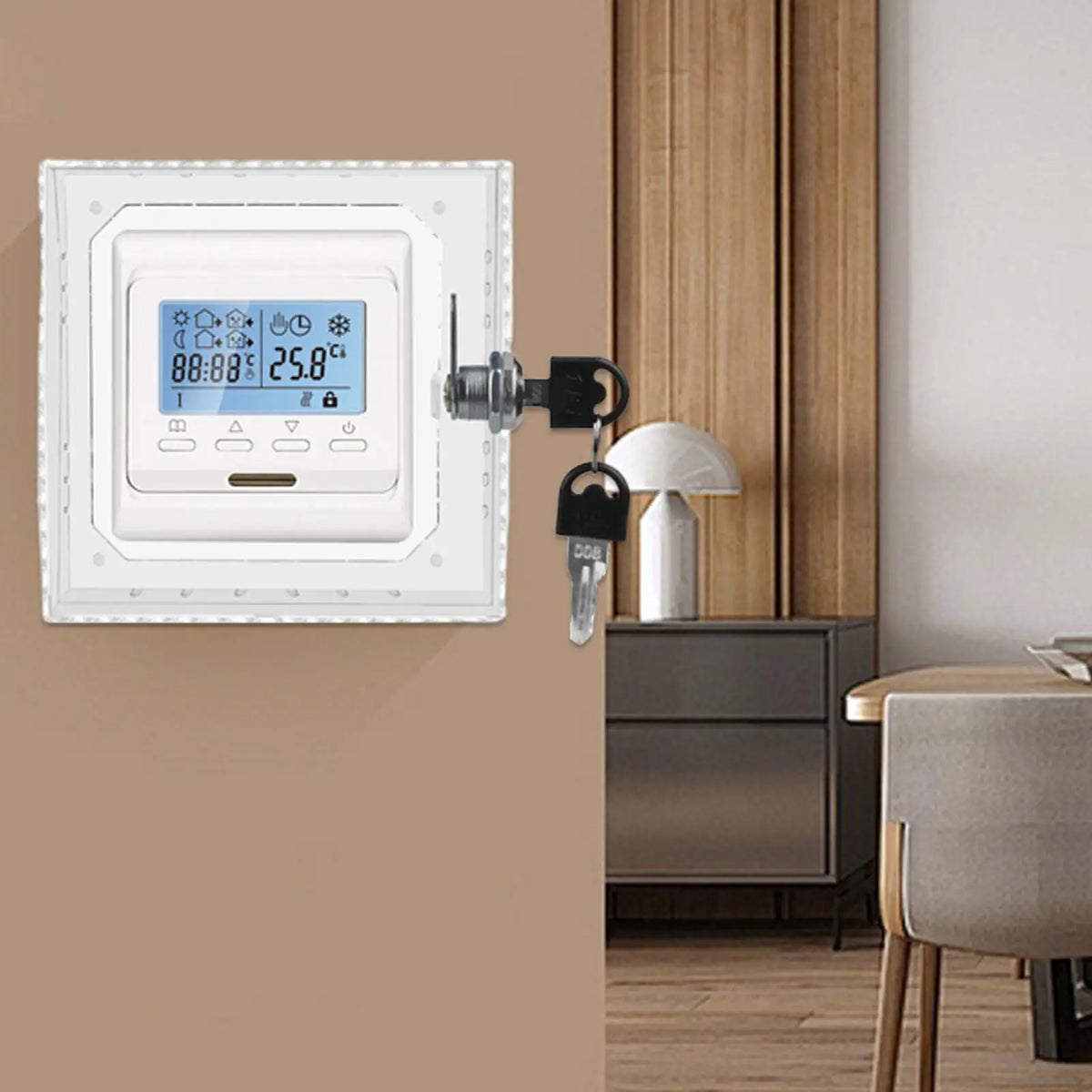 Thermostat Lock Box Wall Mount Cover – Lockable with 2 Keys Thermostat Lock Cover Axl