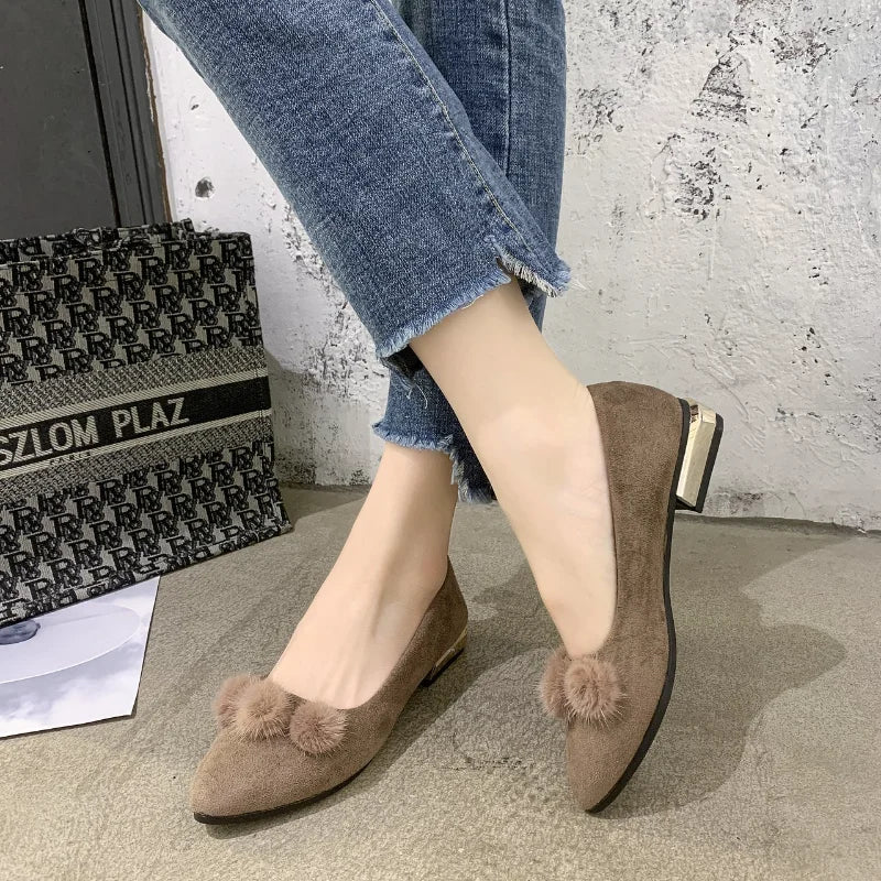 Women's Suede Mary Jane Flats – Slip-On Pointed Toe Loafers Women's Flat Loafers Axl