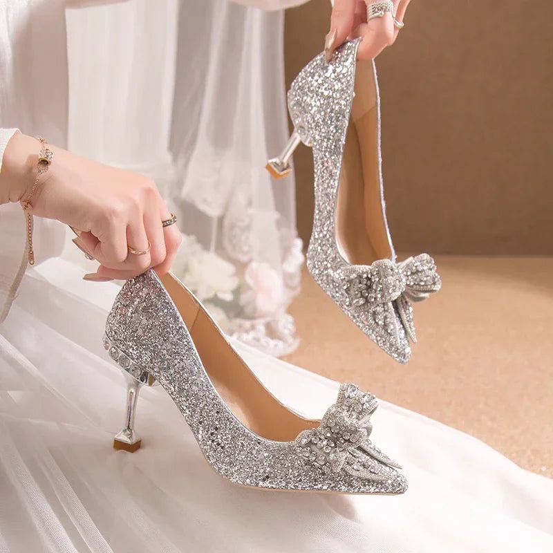 Women's Rhinestone High Heel Pumps – Bridal Wedding Party Shoes High Heel Pumps Axl