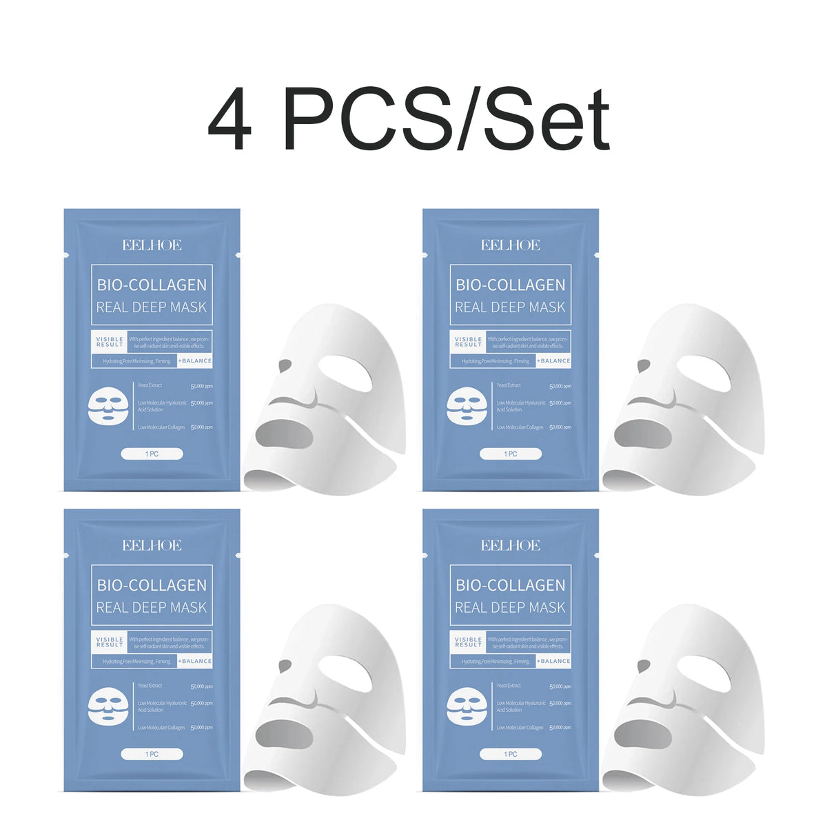 Bio Collagen Deep Face Mask – Hydrating, Firming & Brightening Collagen Face Mask Axl 4PCS Mask