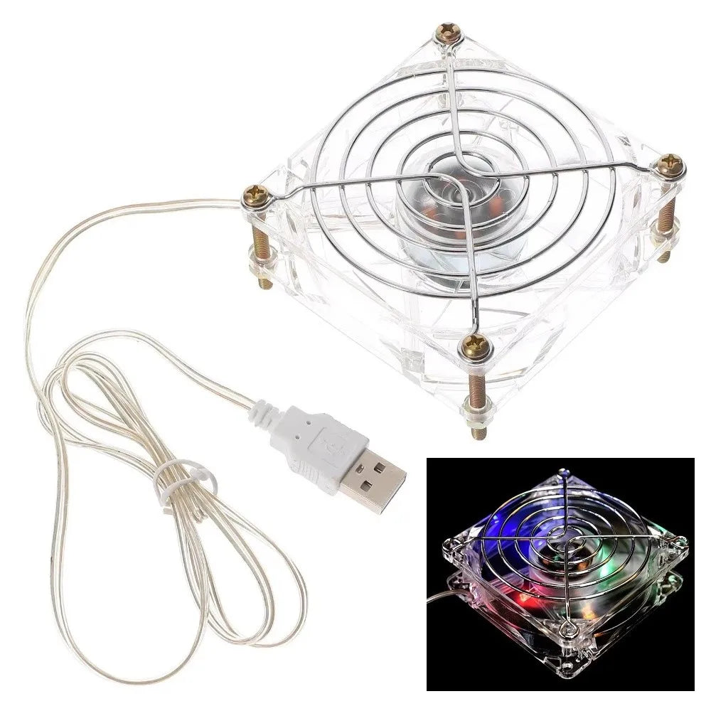 USB Pet Cage Cooling Fan – Clear Acrylic Mini Fan for Pets Pet Cage Fan Axl Colorful light