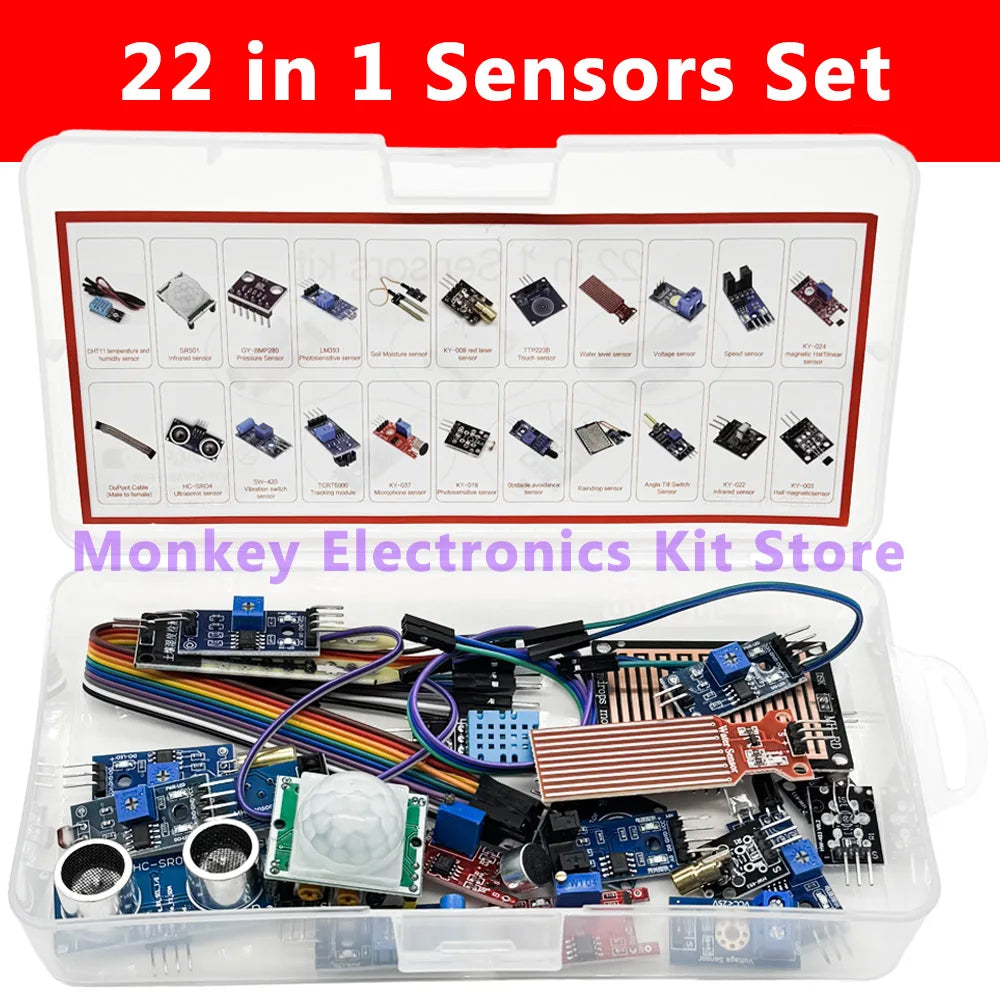 22-in-1 Sensor Modules Starter Kit – Arduino R3 & Raspberry Pi Electronics Starter Kit Axl