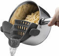 Silicone Clip-On Pot Strainer for Pasta, Veggies & Fruit Kitchen Strainer Axl Grey