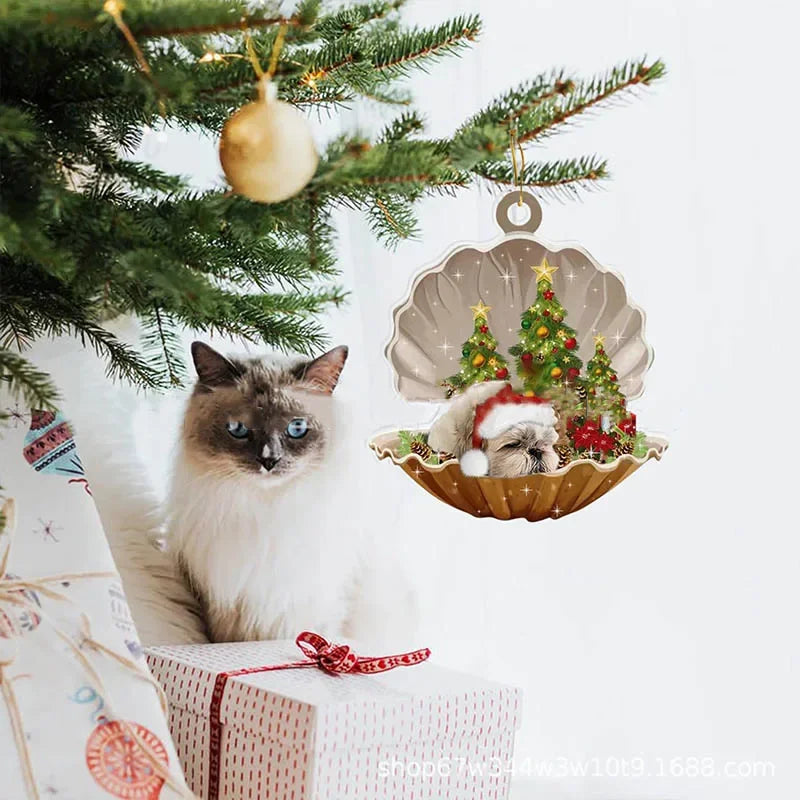 Christmas Puppy Dog Shell Hanging Ornament | Xmas Tree Pendant Christmas Tree Ornament Axl