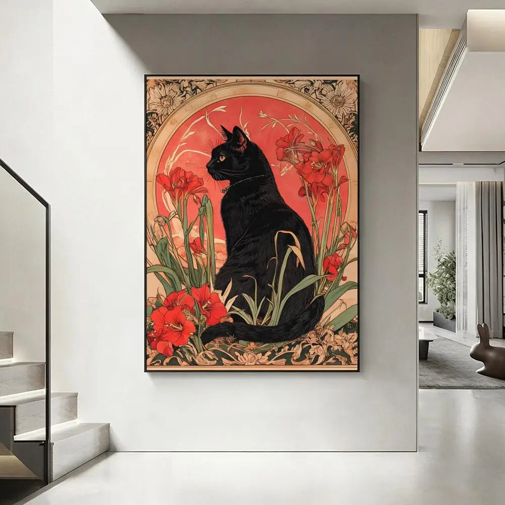 Plant Black Cat Poster – HD Aesthetic Wall Art | Home Decor Wall Art Poster Axl White2 50X70cmNoframe