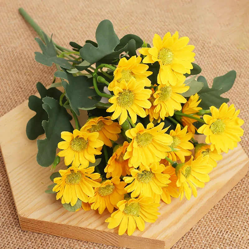 Autumn Silk Daisy Artificial Flowers – Wedding & Home Decor Artificial Flower Bouquet Axl Yellow 1pcs