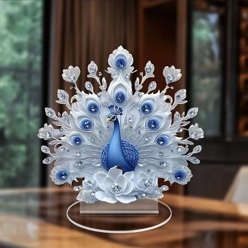 Peacock Desktop Ornament – Office & Housewarming Gift Décor Decorative Figurine Axl A