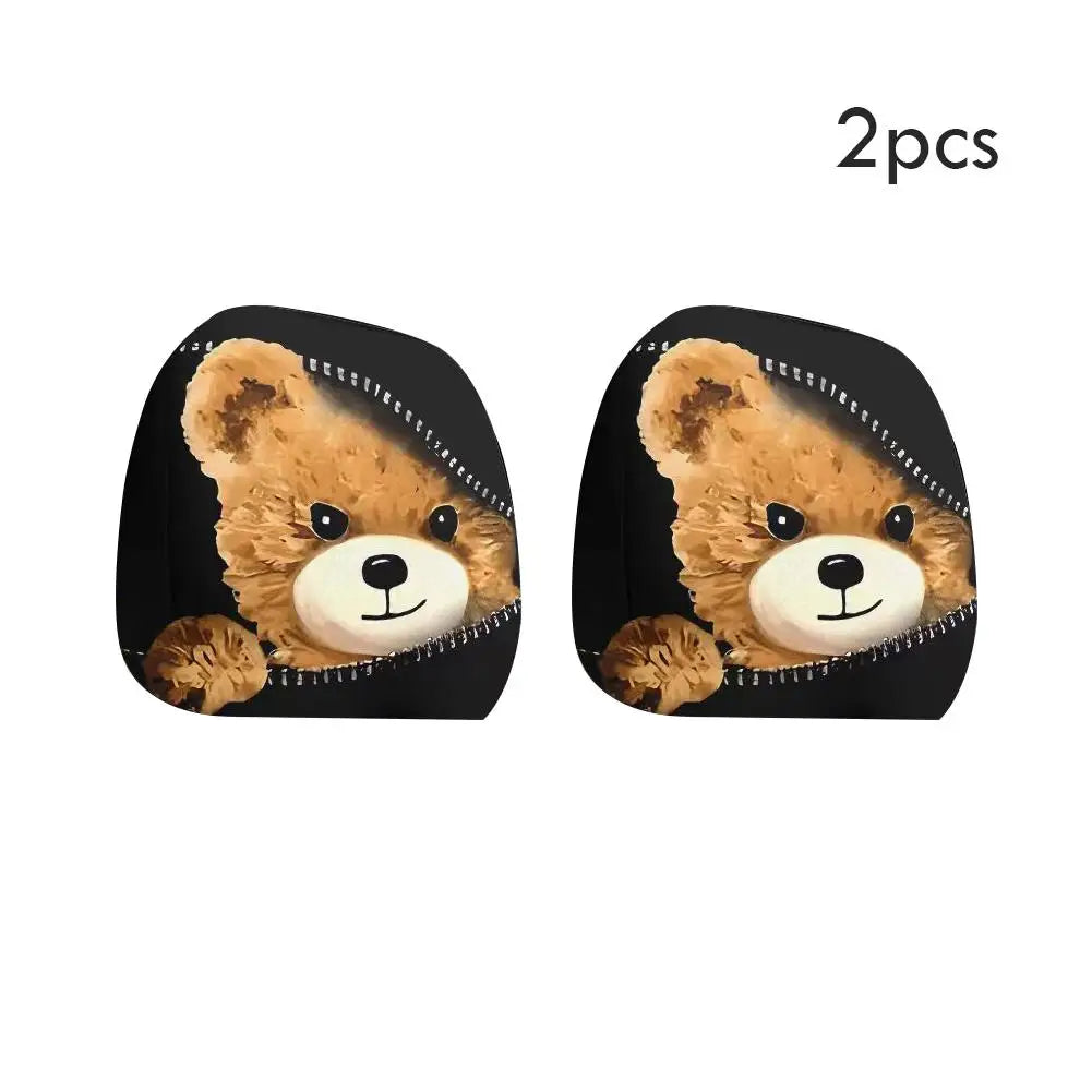 2-Pack Horror Design Car Headrest Covers – Universal Fit Car Headrest Covers Axl Bear 2Pcs