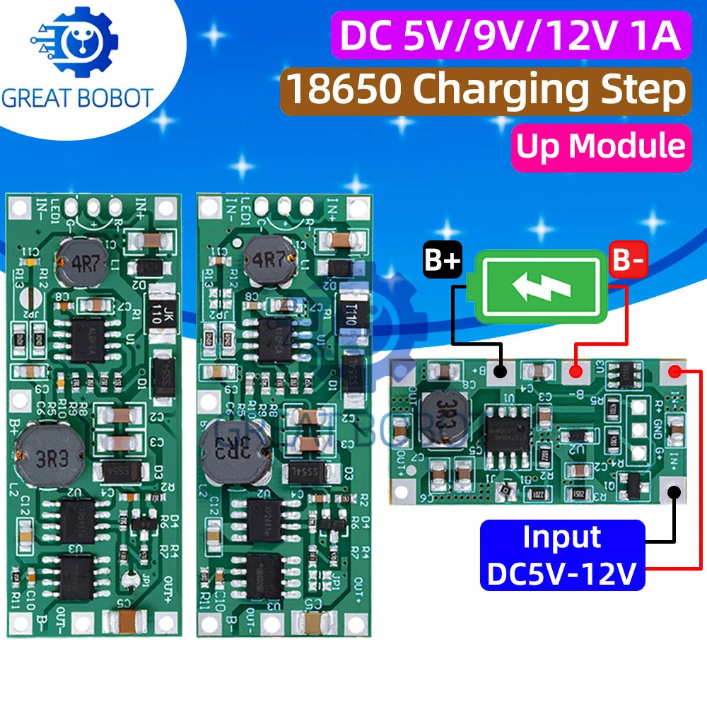 DC 5V–12V Step-Up Booster Module for 18650 Lithium Battery UPS Boost Converter Module Axl