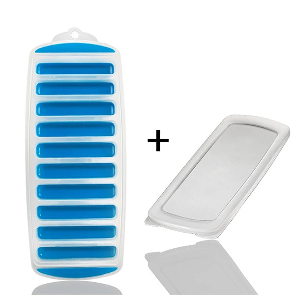 Silicone Ice Stick Tray with Lid – Fits Water & Sports Bottles Silicone Ice Tray Axl Blue