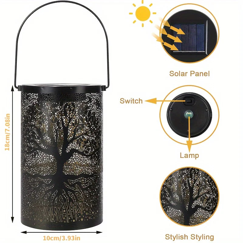 Hanging Solar Lantern – Vintage Metal LED Tree Garden Light Solar Garden Lantern Axl