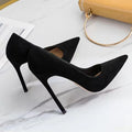 Women's Black Velvet Pointed Toe Stiletto Pumps | Slip-On High Heel Pumps Axl Black 10cm 40