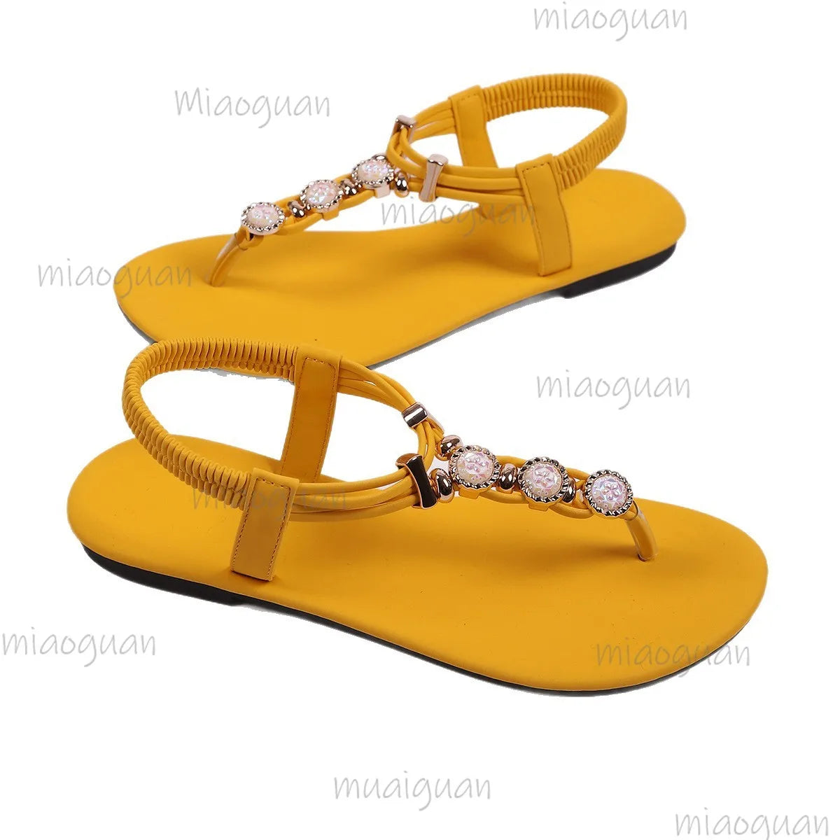 Women's Bohemian Flat Sandals – Beaded Clip Toe Beach Shoes Flat Sandals Axl