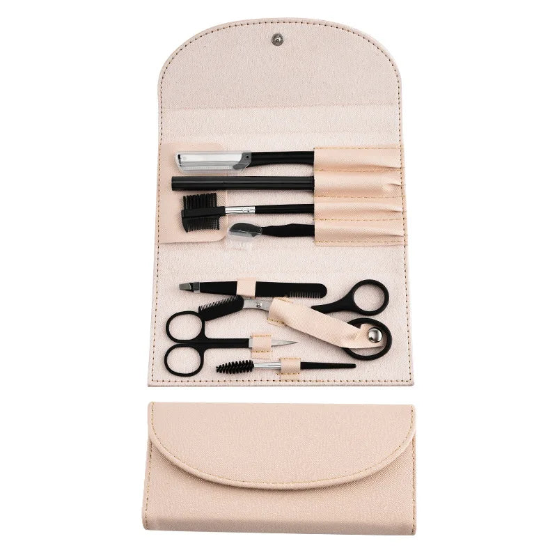8-Piece Eyebrow Grooming Kit – Shaper, Pencil & Tweezers Eyebrow Grooming Kit Axl Beige eyebrow groomi