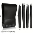 Eyelash Tweezers Set – Stainless Steel with Comb & Carry Case Eyelash Tweezers Set Axl Black eyebrow clip4P