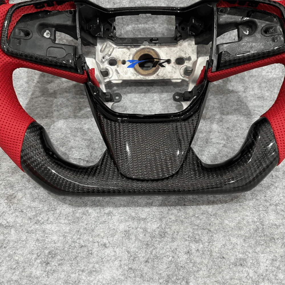 Carbon Fiber Red Leather Steering Wheel – Honda Civic Type-R FK8 Custom Steering Wheel Axl