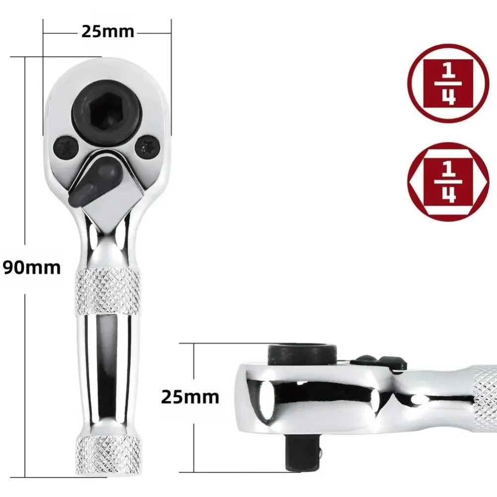 72-Tooth Double Head Ratchet Wrench – 1/4" CrV Steel Tool Ratchet Wrench Axl