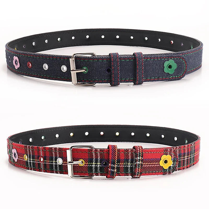 Women's Y2K Plaid Denim Belt – Dopamine Fashion Accessory Fashion Belt Axl