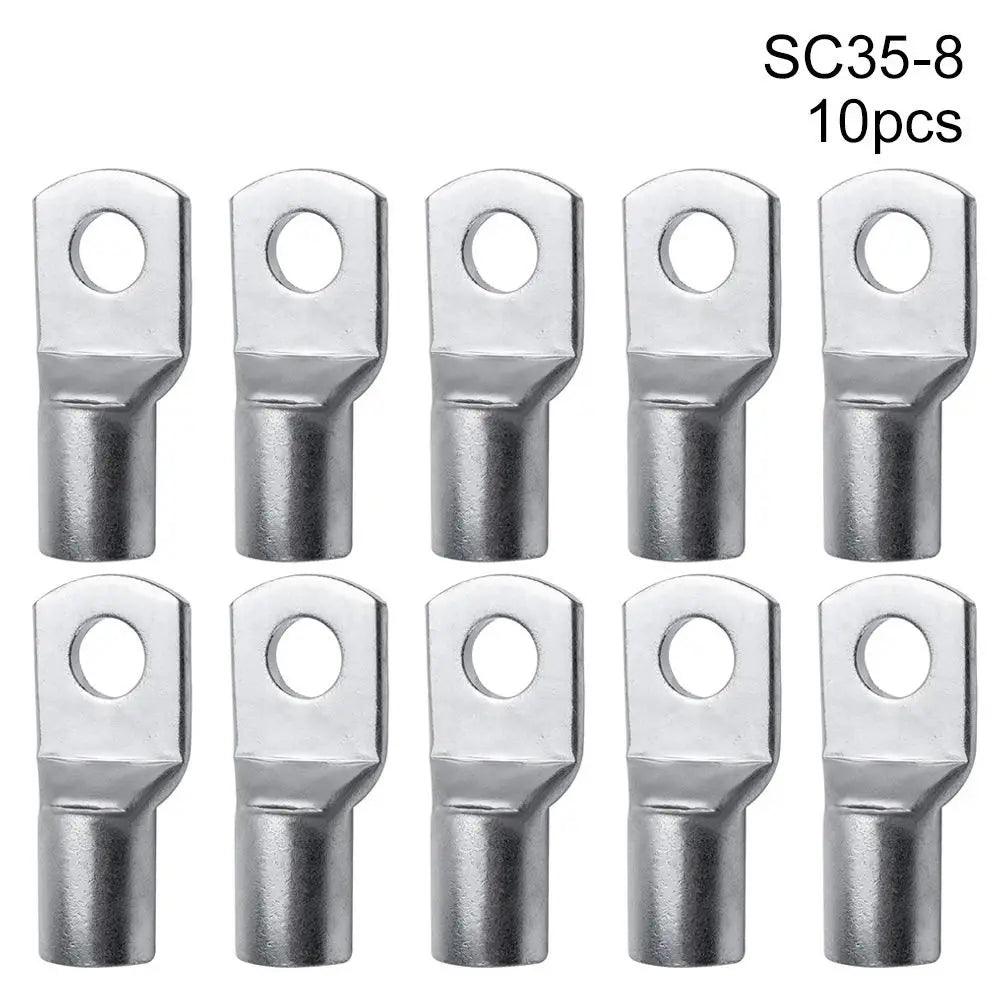 10Pcs SC Type Tinned Copper Ring Terminal Crimp Lug Kit Ring Terminal Crimp Lugs Axl 10pcs SC35-8