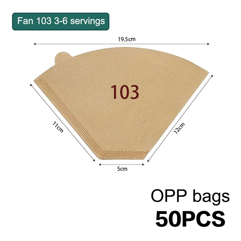 V-Shaped Wood Pulp Coffee Filter Papers – 50 or 100 Pack Coffee Filter Papers Axl A9