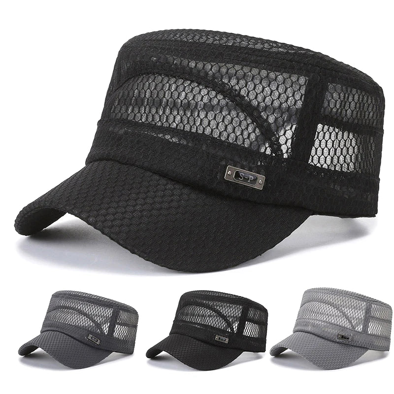 Men's Mesh Snapback Cap – Flat Top Breathable Trucker Hat Snapback Trucker Hat Axl