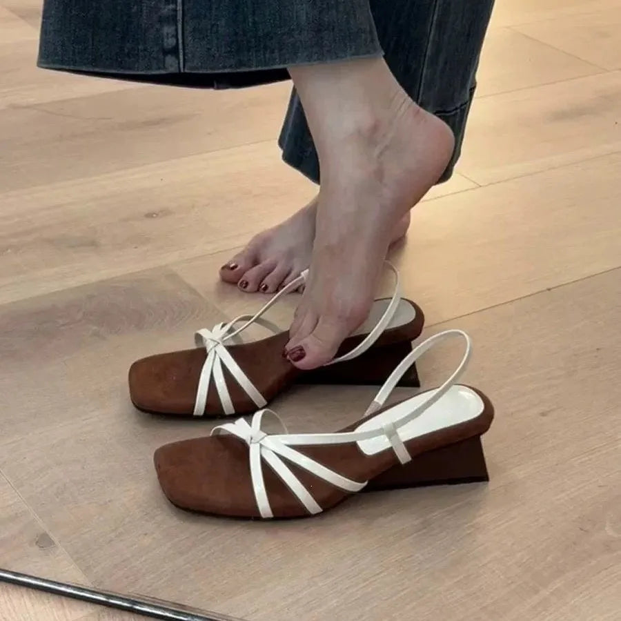 Women's Wedge Platform Sandals – Cross Strap Buckle Heels Wedge Platform Sandals Axl