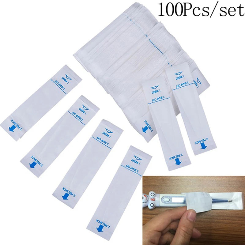100-Pack Disposable Thermometer Probe Covers | PE Protectors Probe Cover Set Axl