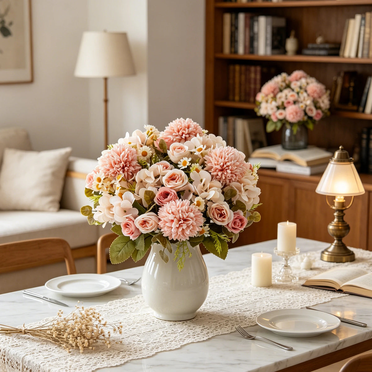 Artificial Chamomile Bouquet – Silk Flowers for Home & Wedding Artificial Flower Bouquet Axl