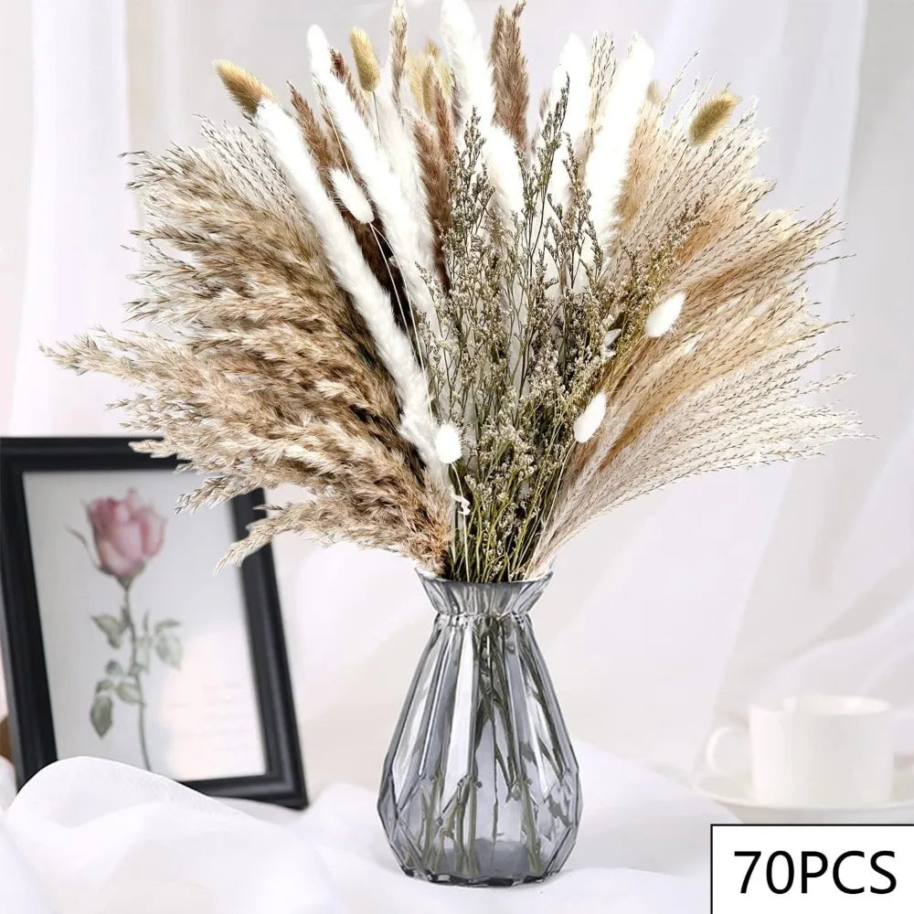 100pc Dried Pampas Grass Bouquet – Boho Home & Wedding Decor Dried Flower Bouquet Axl G