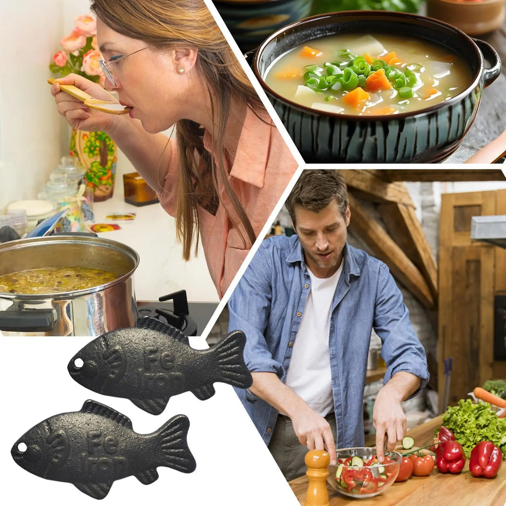 Luckyes Iron Fish Cast Iron Cooking Tool – 2-Piece Set Cast Iron Kitchen Tool Axl