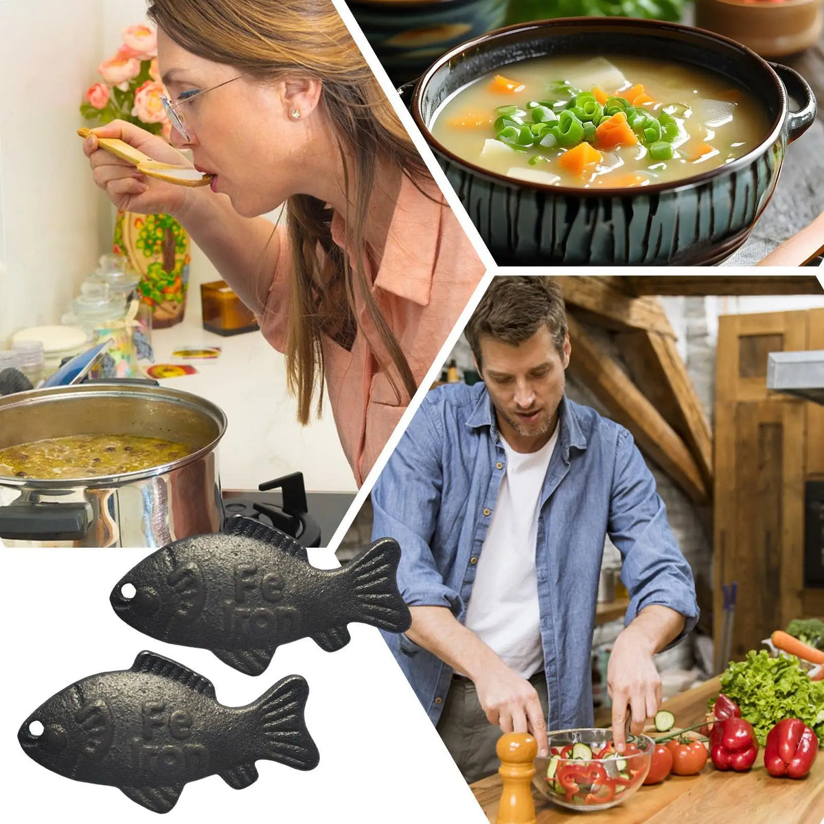 Luckyes Iron Fish Cast Iron Cooking Tool – 2-Piece Set Cast Iron Kitchen Tool Axl