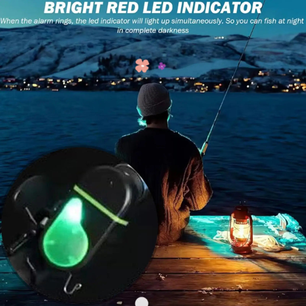 LED Fishing Bite Alarm Bells with Light – 2 Pack for All Rods Fishing Bite Alarm Axl
