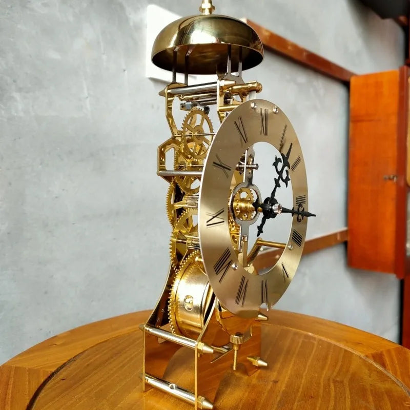 Retro Mechanical Desk Clock – Luxury Gold Metal Tabletop Clock Mechanical Desk Clock Axl