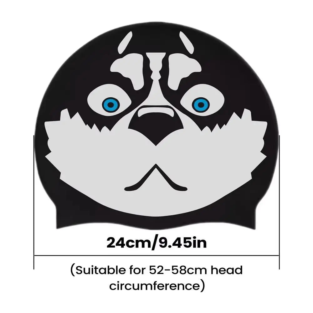 Funny Dog Silicone Swimming Cap – Elastic Pool Hair Cover Silicone Swim Cap Axl