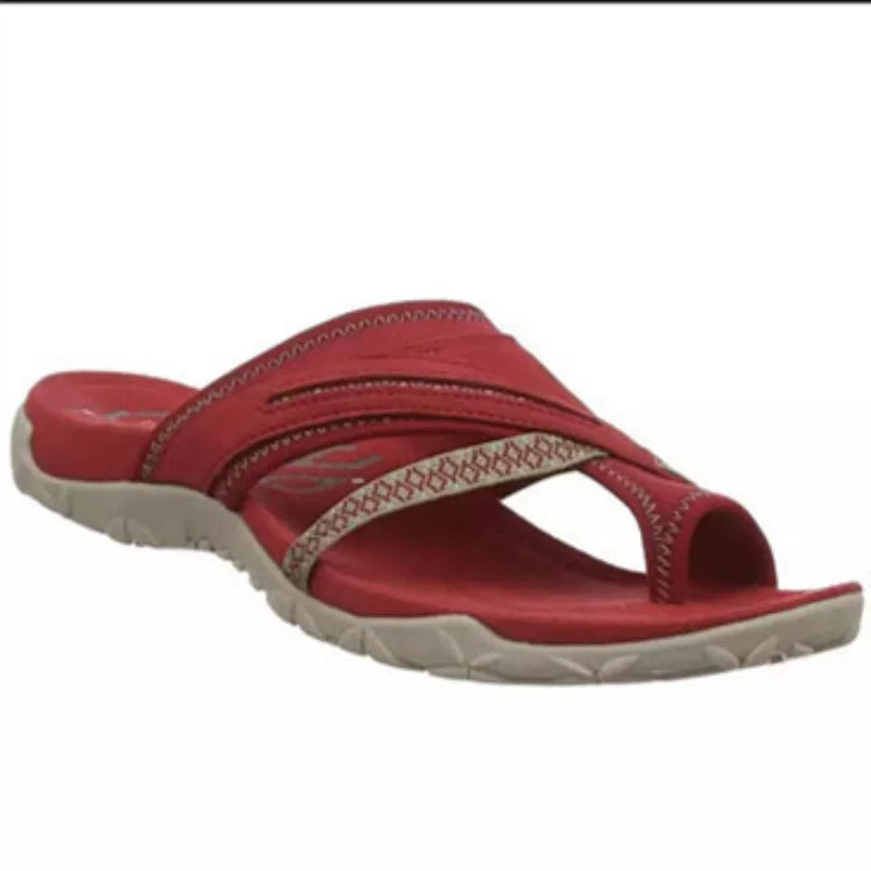 Women's Color Block Closed Toe Flat Slippers & Beach Sandals Flat Slippers Axl Red 42