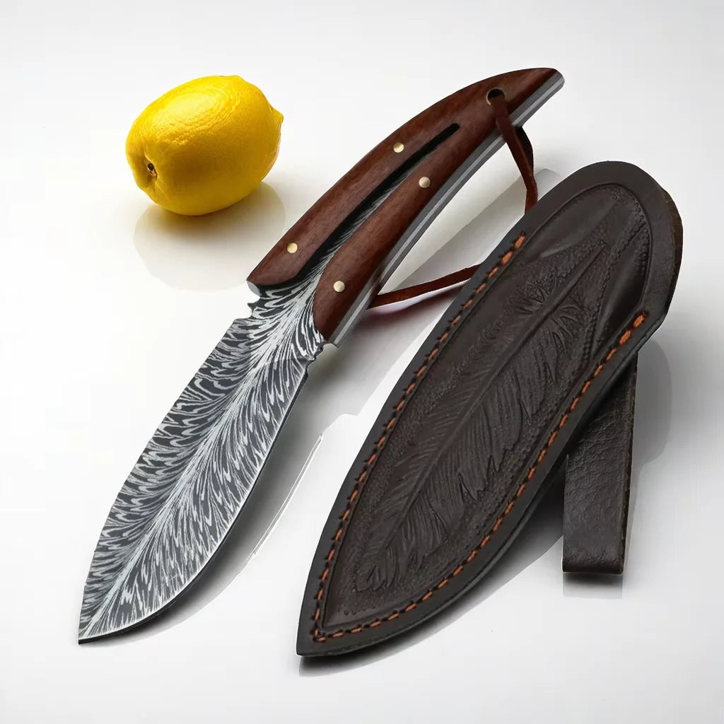 EDC Fixed Blade Knife – Walnut Handle | Camping Survival Knife Fixed Blade Knife Axl knife with cover