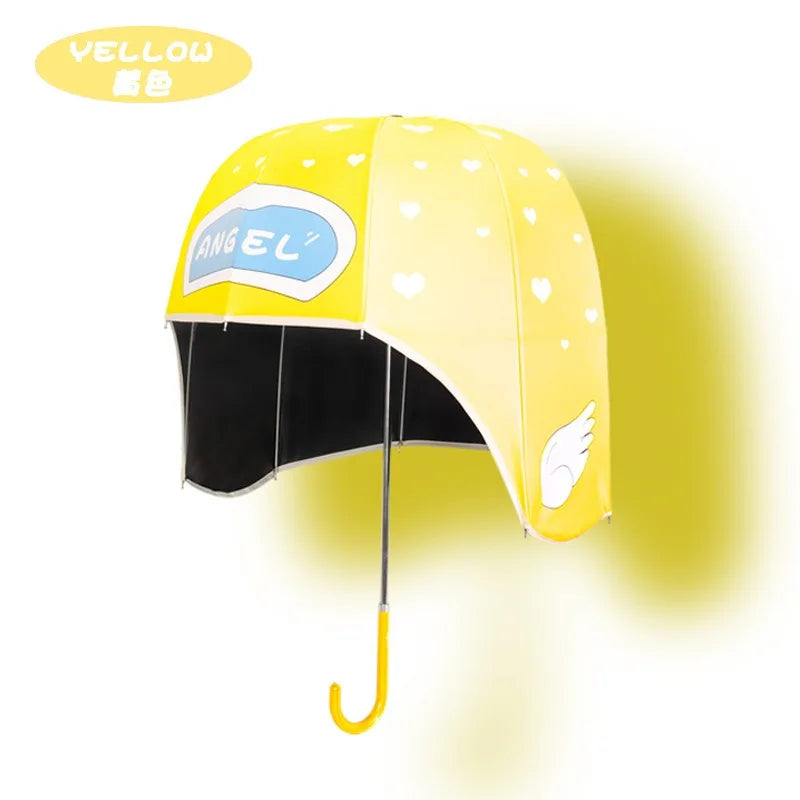 Kids Cartoon Long Handle Umbrella – Sun & Rain Parasol Hat Kids Cartoon Umbrella Axl Adult Yellow